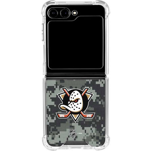 NHL Anaheim Ducks Camo Galaxy Z Flip6 Clear Case